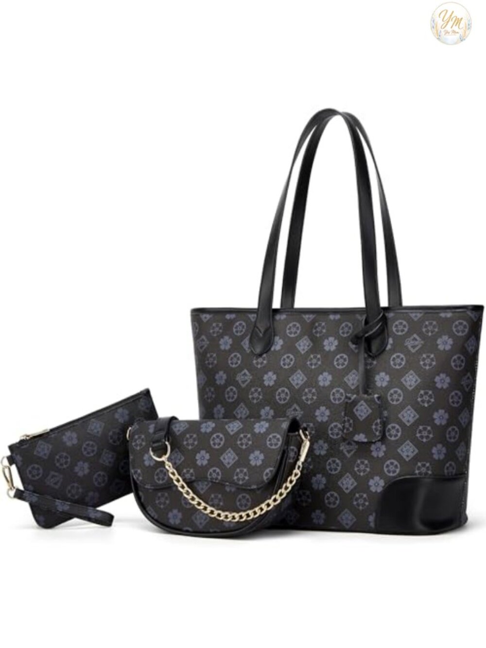 3-Piece PU Leather Handbag Set Tote Hobo Satchel Purse for Women